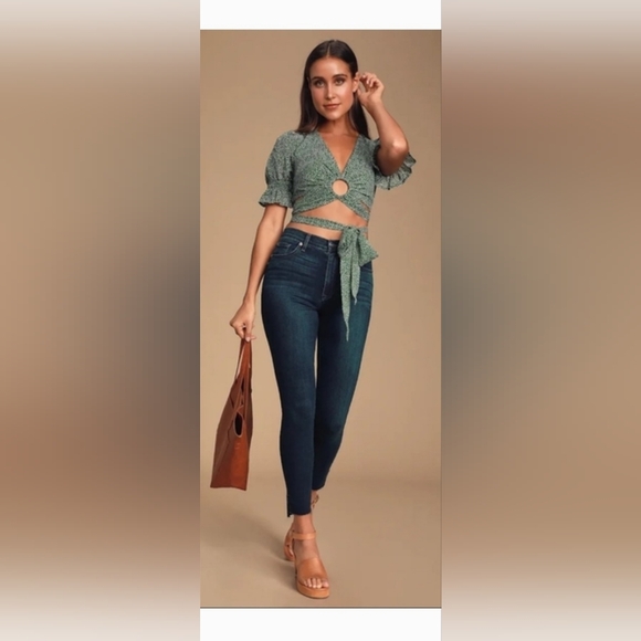 NWT! J.O.A. Anthropologie Spring Polka Dot Print Women's Ariel Wrap Crop Top XS - Picture 3 of 16